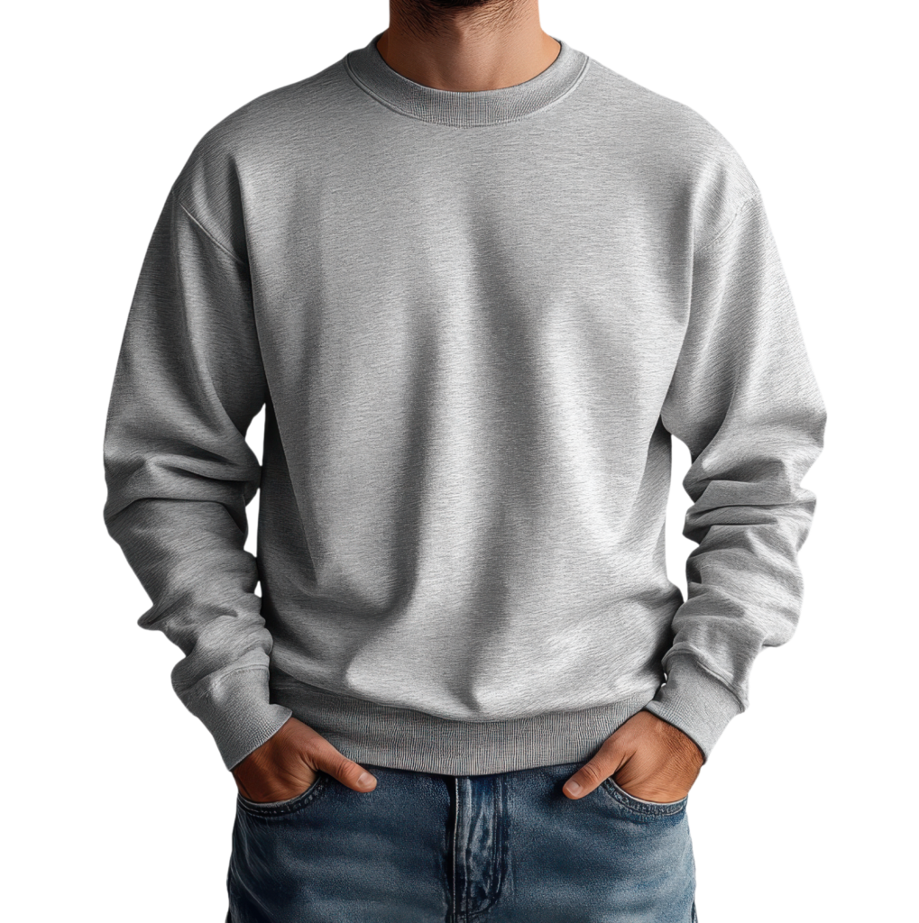 custom grey fleece pullover sweatshirt for wholesale casual leisurewear and activewear