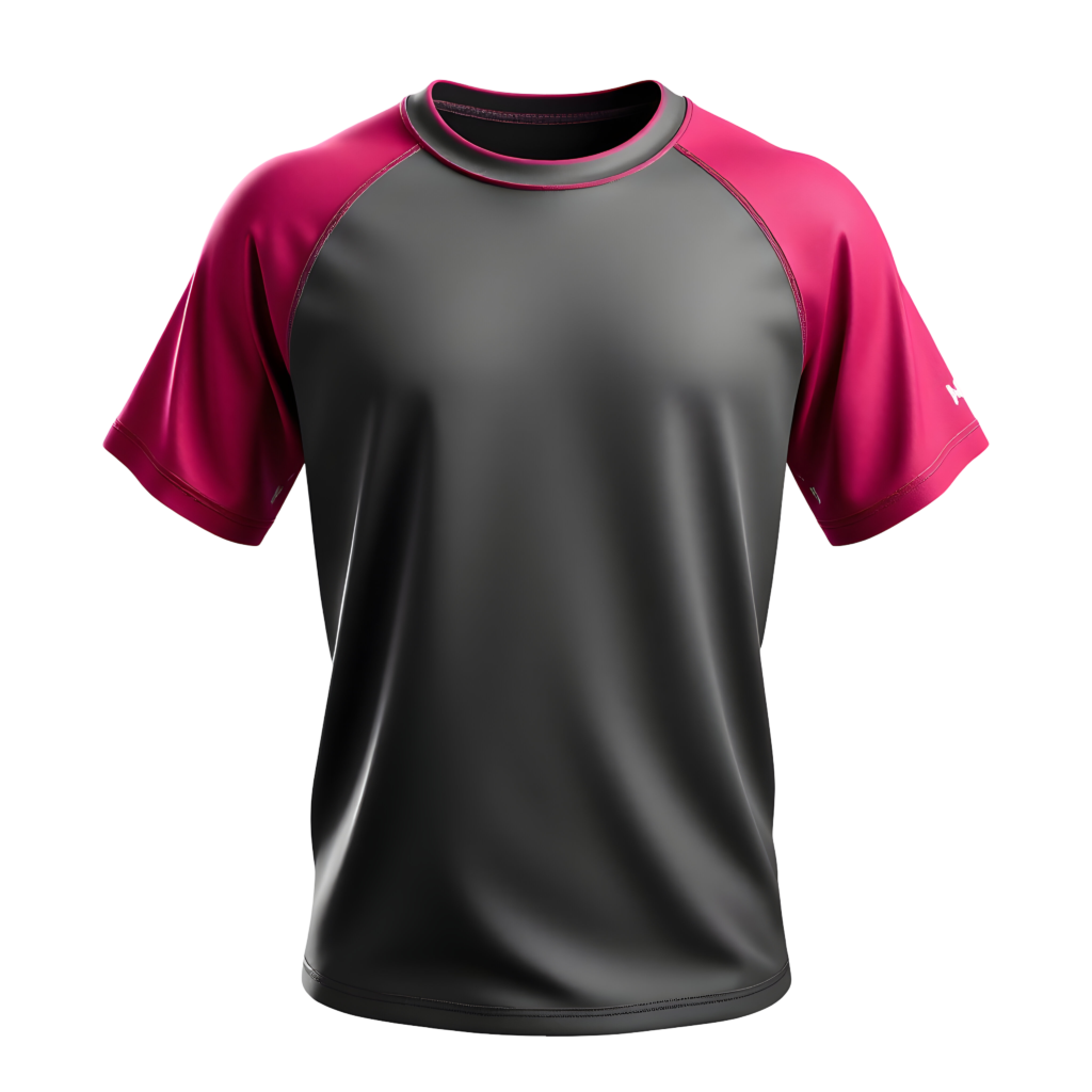 custom black and pink raglan sleeve t shirt for wholesale sportswear and activewear manufacturing