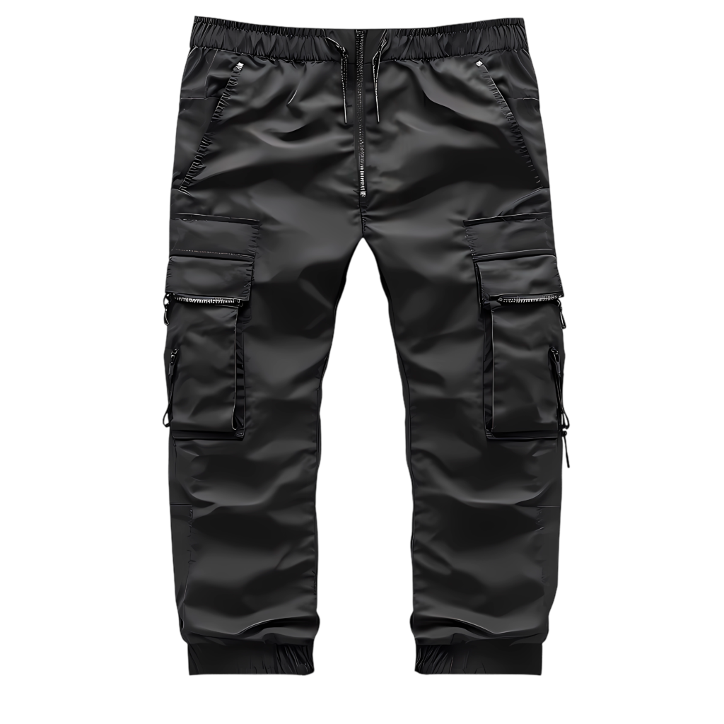 custom black cargo jogger sweatpants with zipper pockets for private label streetwear wholesale