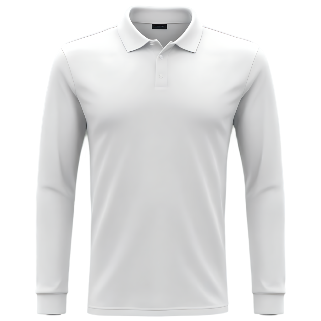 custom white long sleeve moisture wicking polo shirt for athletic sportswear production