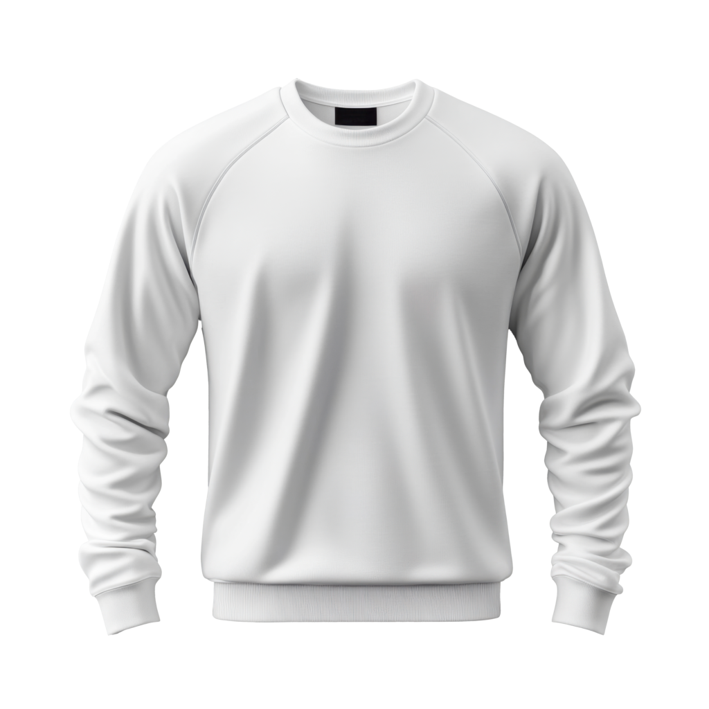 custom white fleece crewneck sweatshirt for private label streetwear and sportswear manufacturing